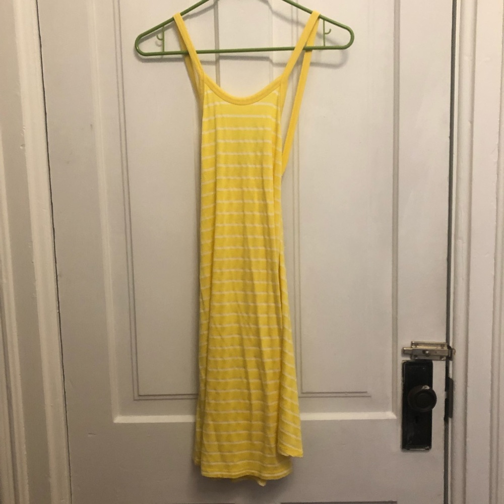 Anthropologie yellow striped sundress